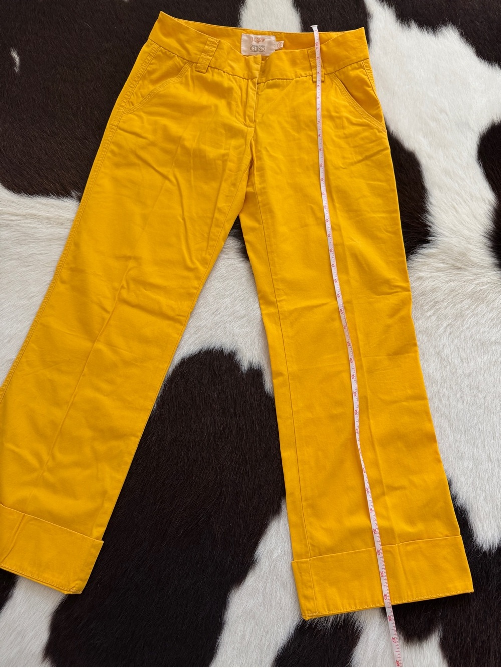 J.Crew Classic Twill Chino Pants Size 0 Mustard Yellow Cuffed Hem - Picture 7 of 10